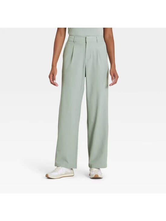 all in motion Pants - All In Motion Women's Light Sage Green High Rise Woven Trouser Pants -- Large